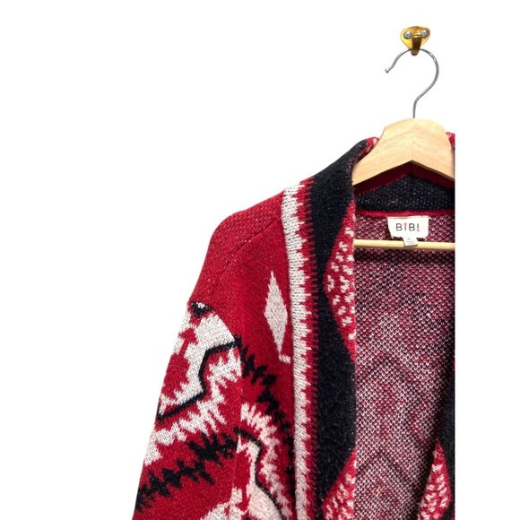 Bibi Southwestern Print Duster Cardigan Red Size XL - Picture 9 of 14